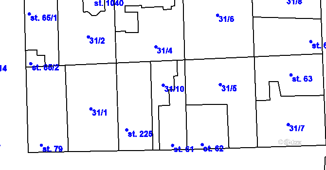 Parcela st. 31/10 v KÚ Hovorčovice, Katastrální mapa