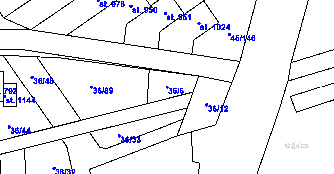 Parcela st. 36/6 v KÚ Hovorčovice, Katastrální mapa