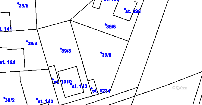 Parcela st. 39/8 v KÚ Hovorčovice, Katastrální mapa