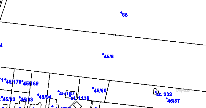 Parcela st. 45/6 v KÚ Hovorčovice, Katastrální mapa