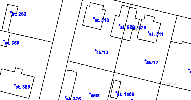 Parcela st. 45/13 v KÚ Hovorčovice, Katastrální mapa