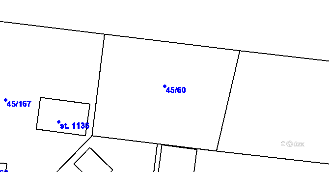 Parcela st. 45/60 v KÚ Hovorčovice, Katastrální mapa