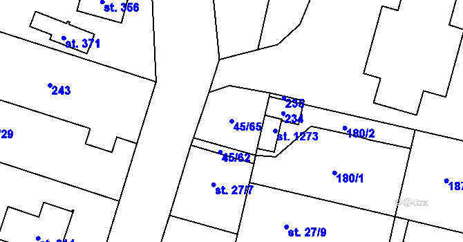Parcela st. 45/65 v KÚ Hovorčovice, Katastrální mapa