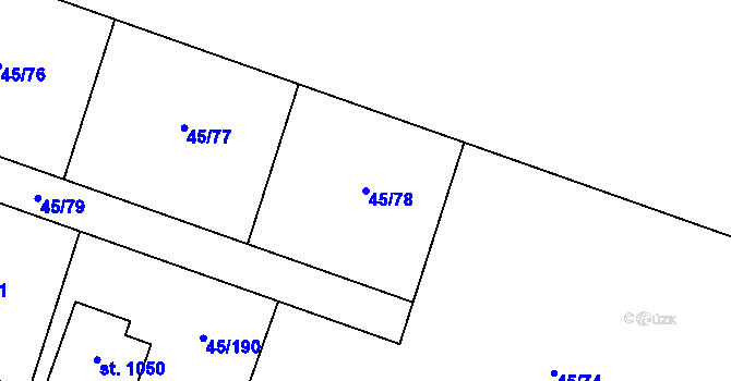 Parcela st. 45/78 v KÚ Hovorčovice, Katastrální mapa