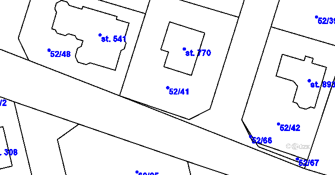 Parcela st. 52/41 v KÚ Hovorčovice, Katastrální mapa