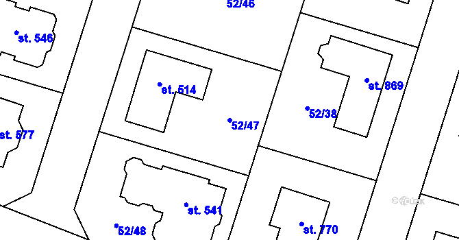 Parcela st. 52/47 v KÚ Hovorčovice, Katastrální mapa