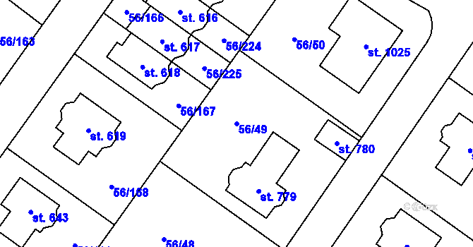 Parcela st. 56/49 v KÚ Hovorčovice, Katastrální mapa