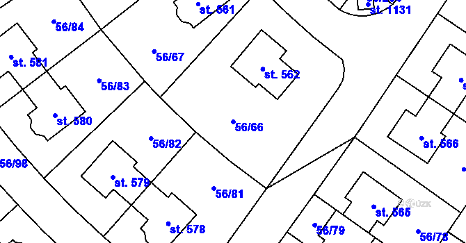 Parcela st. 56/66 v KÚ Hovorčovice, Katastrální mapa