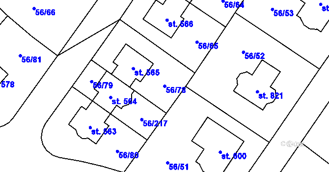 Parcela st. 56/78 v KÚ Hovorčovice, Katastrální mapa