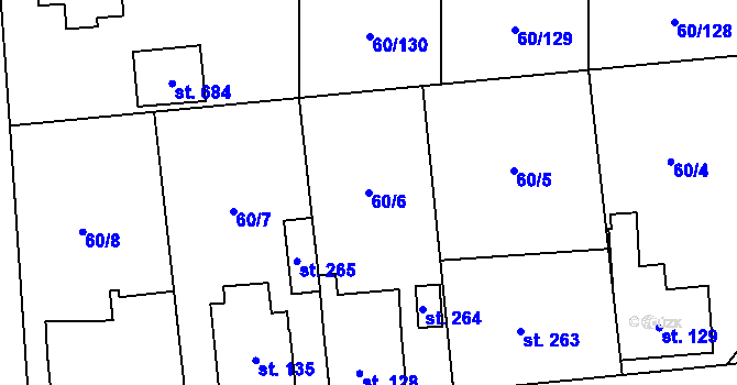 Parcela st. 60/6 v KÚ Hovorčovice, Katastrální mapa