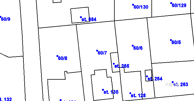 Parcela st. 60/7 v KÚ Hovorčovice, Katastrální mapa