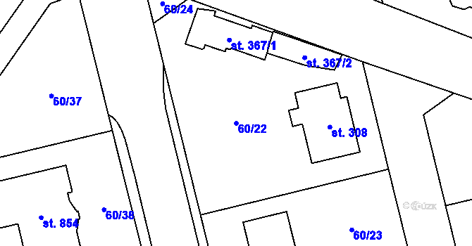 Parcela st. 60/22 v KÚ Hovorčovice, Katastrální mapa
