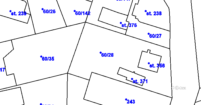 Parcela st. 60/28 v KÚ Hovorčovice, Katastrální mapa