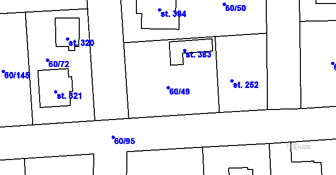 Parcela st. 60/49 v KÚ Hovorčovice, Katastrální mapa