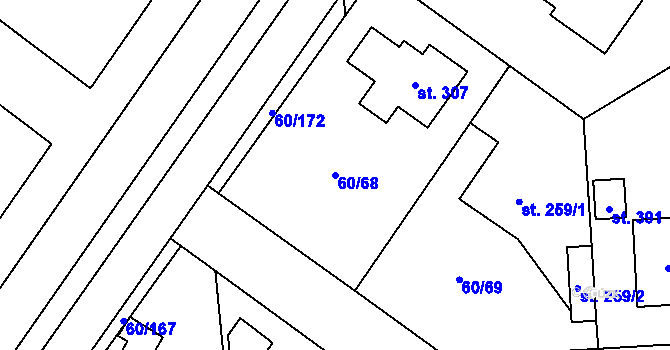 Parcela st. 60/68 v KÚ Hovorčovice, Katastrální mapa