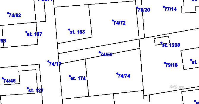 Parcela st. 74/55 v KÚ Hovorčovice, Katastrální mapa