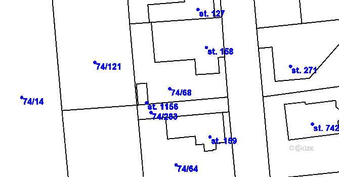 Parcela st. 74/68 v KÚ Hovorčovice, Katastrální mapa
