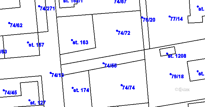 Parcela st. 74/73 v KÚ Hovorčovice, Katastrální mapa