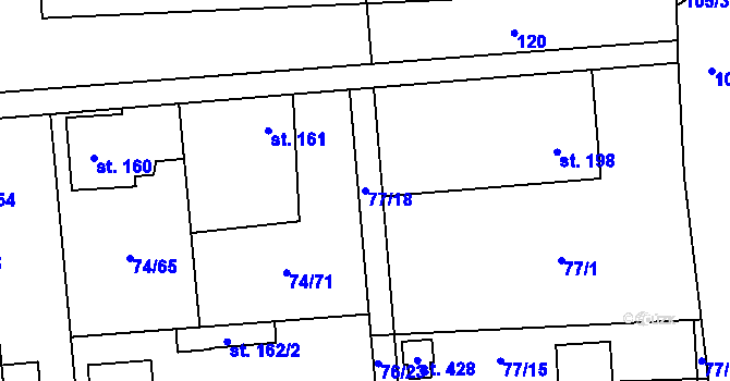 Parcela st. 77/18 v KÚ Hovorčovice, Katastrální mapa