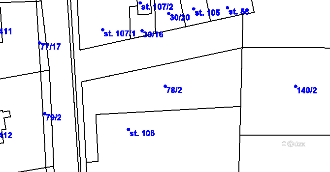 Parcela st. 78/2 v KÚ Hovorčovice, Katastrální mapa