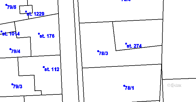 Parcela st. 78/3 v KÚ Hovorčovice, Katastrální mapa