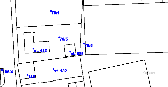 Parcela st. 78/6 v KÚ Hovorčovice, Katastrální mapa