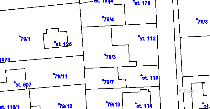 Parcela st. 79/3 v KÚ Hovorčovice, Katastrální mapa