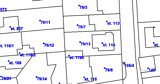 Parcela st. 79/13 v KÚ Hovorčovice, Katastrální mapa