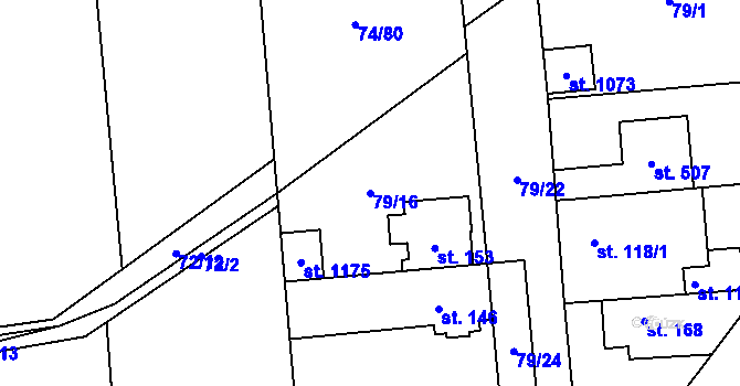 Parcela st. 79/16 v KÚ Hovorčovice, Katastrální mapa