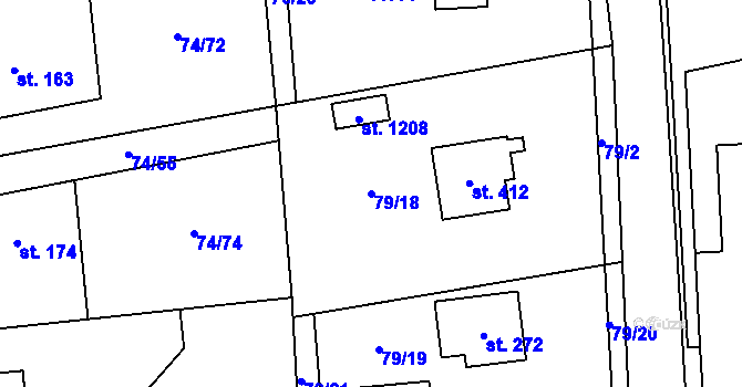 Parcela st. 79/18 v KÚ Hovorčovice, Katastrální mapa