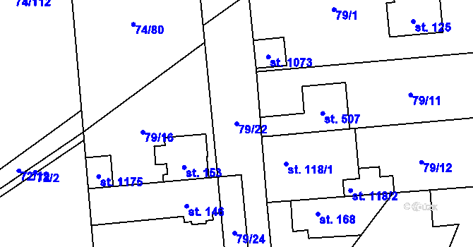 Parcela st. 79/22 v KÚ Hovorčovice, Katastrální mapa