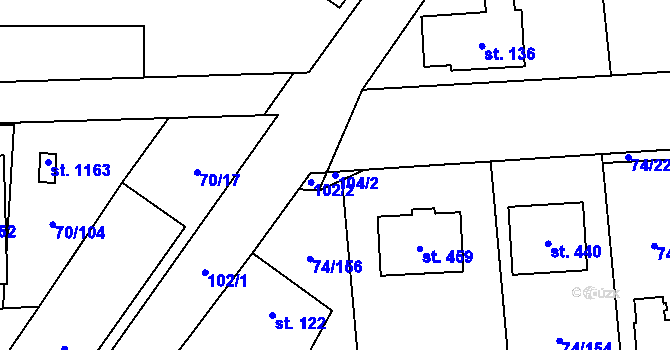 Parcela st. 104/2 v KÚ Hovorčovice, Katastrální mapa