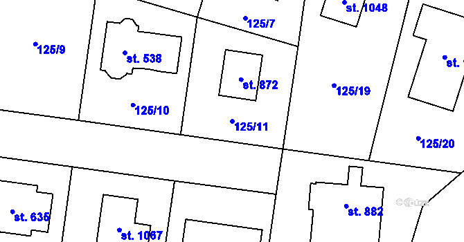 Parcela st. 125/11 v KÚ Hovorčovice, Katastrální mapa