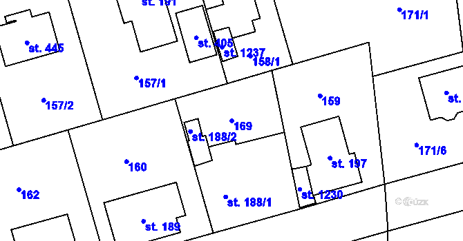 Parcela st. 169 v KÚ Hovorčovice, Katastrální mapa