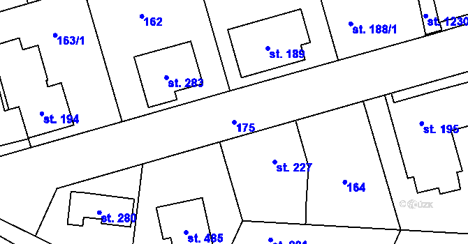 Parcela st. 175 v KÚ Hovorčovice, Katastrální mapa