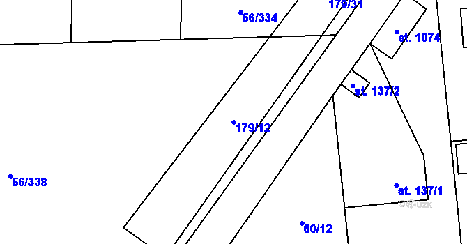 Parcela st. 179/12 v KÚ Hovorčovice, Katastrální mapa