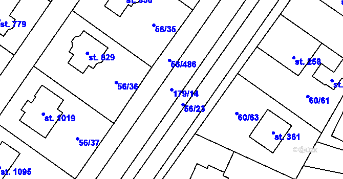 Parcela st. 179/14 v KÚ Hovorčovice, Katastrální mapa
