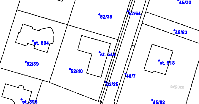 Parcela st. 544 v KÚ Hovorčovice, Katastrální mapa