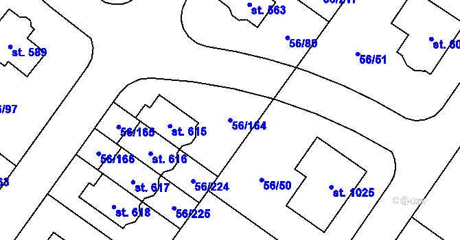Parcela st. 56/164 v KÚ Hovorčovice, Katastrální mapa