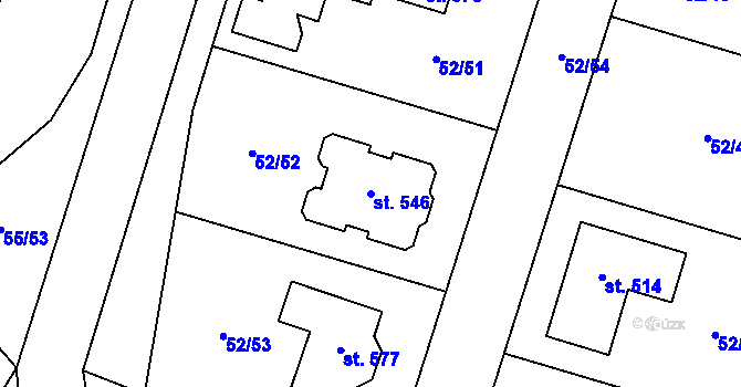 Parcela st. 546 v KÚ Hovorčovice, Katastrální mapa