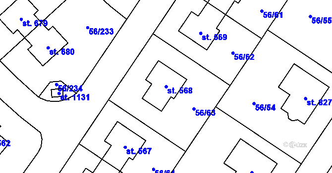 Parcela st. 568 v KÚ Hovorčovice, Katastrální mapa