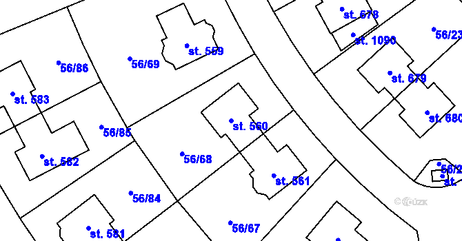 Parcela st. 560 v KÚ Hovorčovice, Katastrální mapa