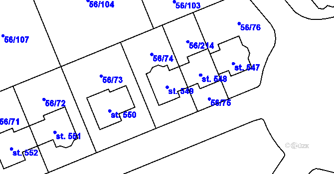 Parcela st. 549 v KÚ Hovorčovice, Katastrální mapa