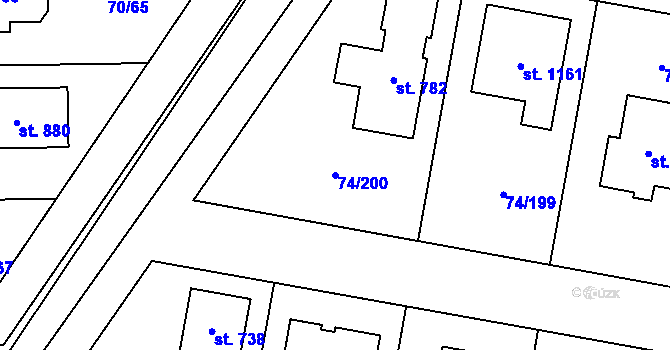 Parcela st. 74/200 v KÚ Hovorčovice, Katastrální mapa