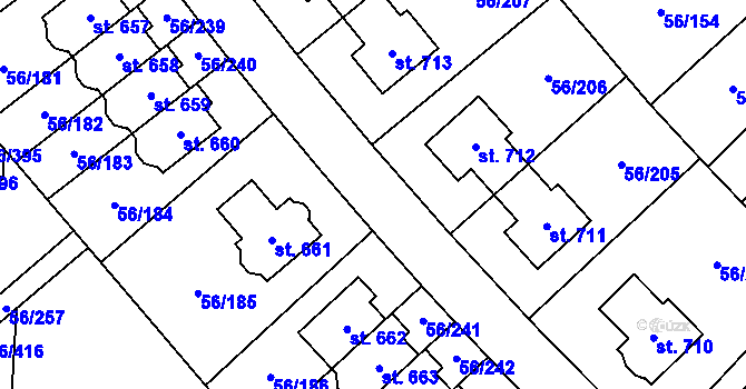 Parcela st. 56/213 v KÚ Hovorčovice, Katastrální mapa