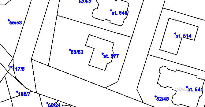 Parcela st. 577 v KÚ Hovorčovice, Katastrální mapa