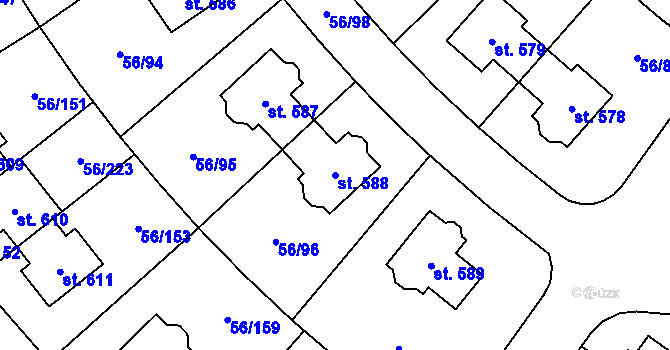 Parcela st. 588 v KÚ Hovorčovice, Katastrální mapa