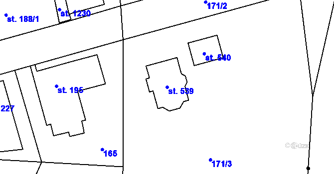 Parcela st. 539 v KÚ Hovorčovice, Katastrální mapa