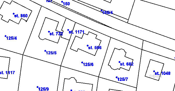 Parcela st. 596 v KÚ Hovorčovice, Katastrální mapa