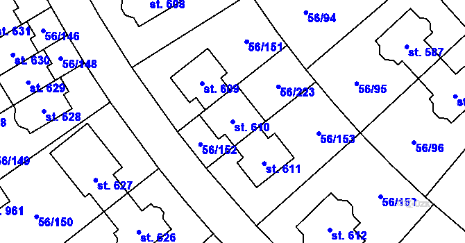 Parcela st. 610 v KÚ Hovorčovice, Katastrální mapa